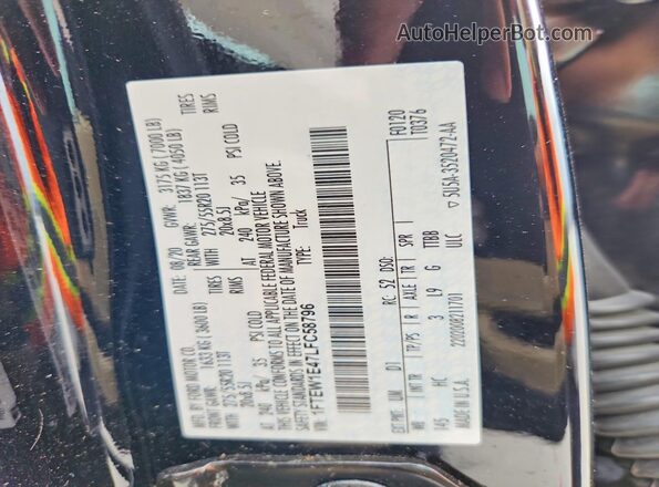1FTEW1E47LFC58796 2020 FORD F150 Black Вид наклейки з VIN-кодом