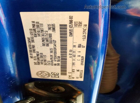 1FTEW1E8XGFC41127 2016 FORD F150 Blue Vista del compartimento del motor