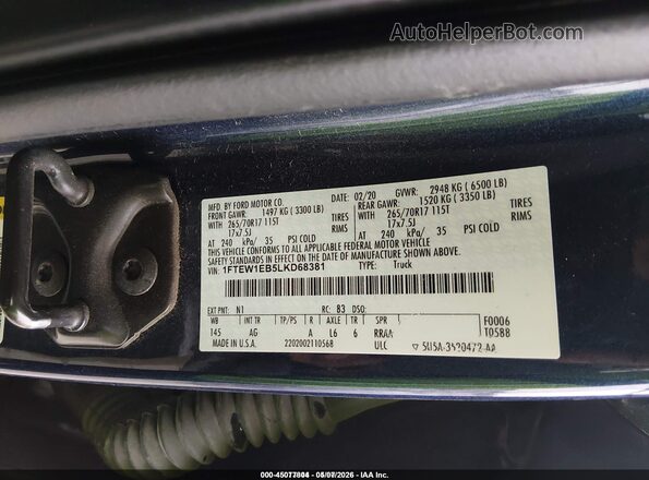1FTEW1EB5LKD68381 2020 FORD F150 Синий Вид подкапотного пространства
