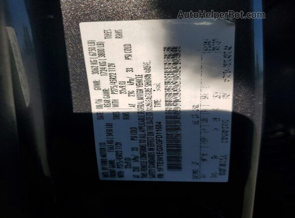 1FTEW1EGXGFD11684 2016 FORD F150 Gray Engine compartment view