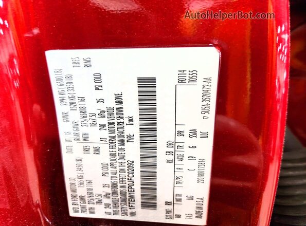 1FTEW1EP0JFC02092 2018 FORD F150 Red Вид підкапотного простору