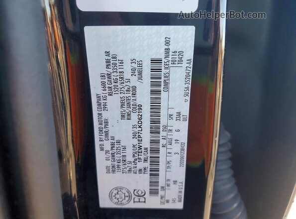 1FTEW1EP7LKD62190 2020 FORD F150 Черный Вид подкапотного пространства