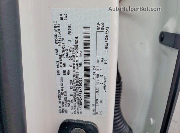 1FTEW2KP7SKF60325 2025 FORD F150 Белый Вид подкапотного пространства