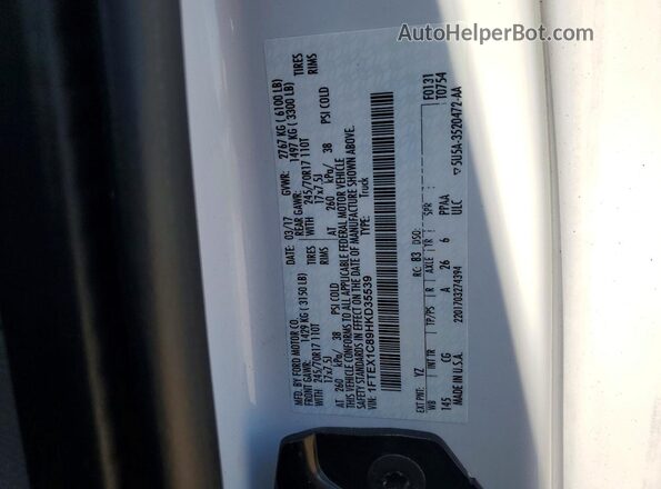 1FTEX1C89HKD35539 2017 FORD F150 White Widok komory silnika