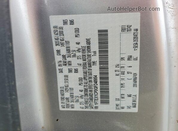 1FTEX1CP0GFD48954 2016 FORD F150 Silver Widok komory silnika
