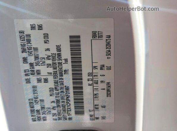 1FTEX1CP3PKF31997 2023 FORD F150 Белый Вид подкапотного пространства