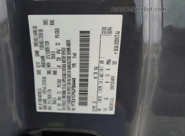 1FTEX1CPXJFB64449 2018 FORD F150 Gray Вид підкапотного простору