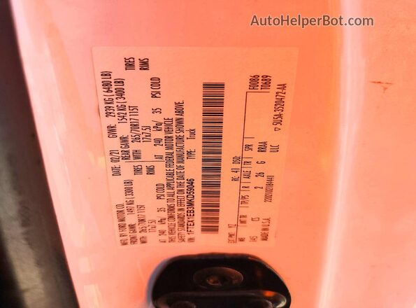 1FTEX1EB3MKD59046 2021 FORD F150 Белый Вид подкапотного пространства