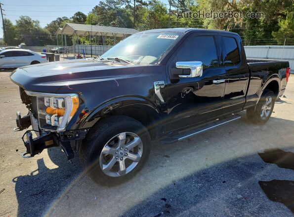 1FTEX1EP2MFC90421 2021 FORD F150 Черный Передняя левая четверть