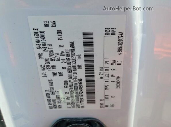 1FTEX1EP2NKE09996 2022 FORD F150 White Շարժիչի բաժամունքի տեսք
