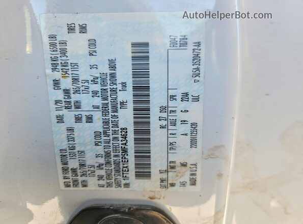1FTEX1EP5MFA34628 2021 FORD F150 White Widok komory silnika