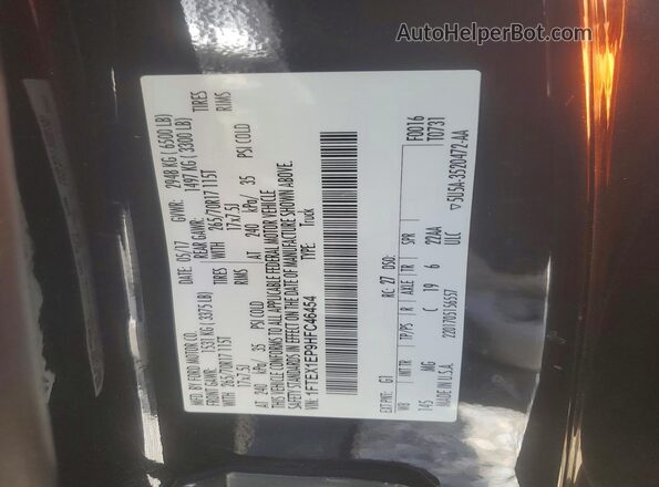 1FTEX1EP9HFC46454 2017 FORD F150 Черный Вид наклейки с VIN-кодом