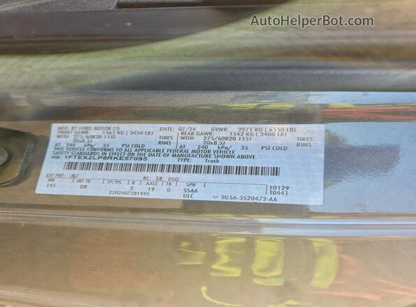 1FTEX2LP8RKE57095 2024 FORD F150 Gray Engine compartment view