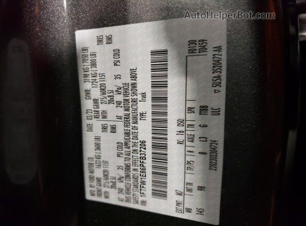1FTFW1E86PFB37206 2023 FORD F150 Серый Вид подкапотного пространства