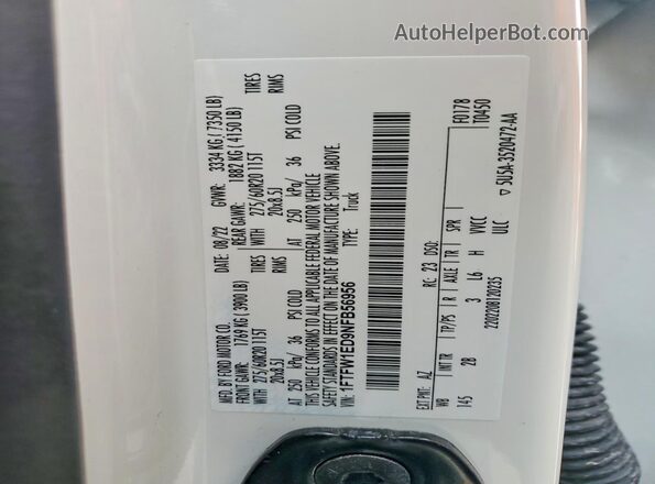 1FTFW1ED9NFB56956 2022 FORD F150 White Widok komory silnika