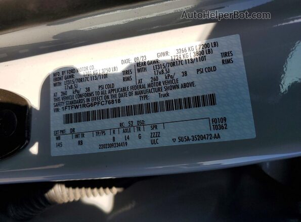 1FTFW1RG6PFC76818 2023 FORD F150 Белый Вид подкапотного пространства
