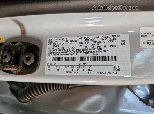 1FTFW1RG6SFC24629 2025 FORD F150 Серебряный Вид подкапотного пространства