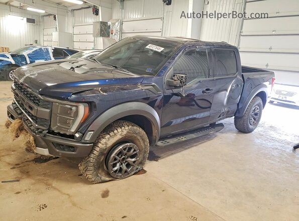 1FTFW1RG8NFB60369 2022 FORD F150 Blue Առջևի ձախ երեք քառորդ տեսարան