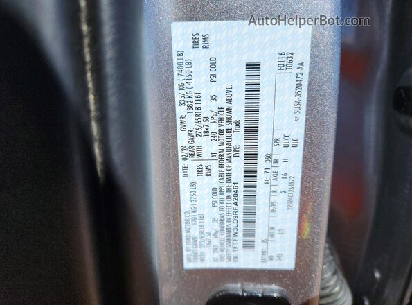 1FTFW3LD9RFA20461 2024 FORD F150 Silver Widok naklejki z numerem VIN