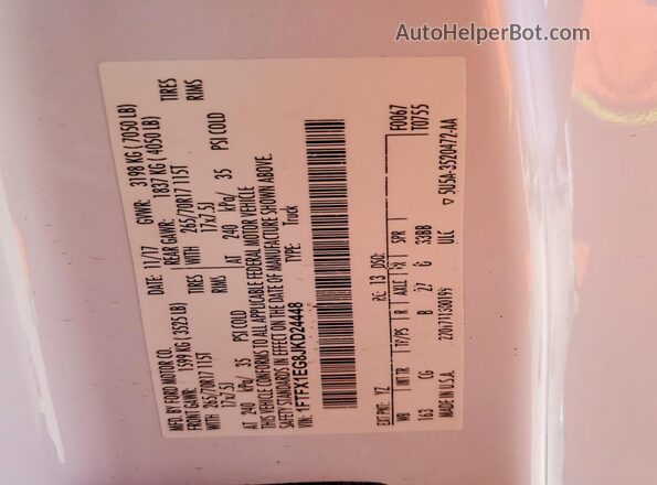 1FTFX1EG8JKD24448 2018 FORD F150 Белый Вид подкапотного пространства