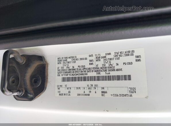 1FTMF1C82GKD08230 2016 FORD F150 Белый Вид подкапотного пространства