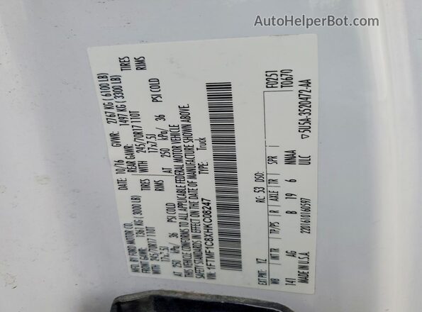 1FTMF1C8XHKC08247 2017 FORD F150 White Widok komory silnika