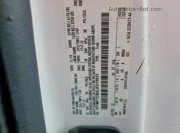 1FTMF1CB5LKD15033 2020 FORD F150 White Вид підкапотного простору