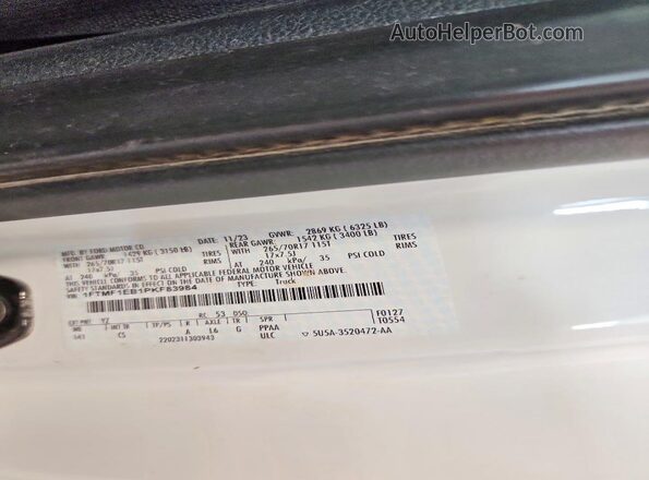 1FTMF1EB1PKF83984 2023 FORD F150 White Вид підкапотного простору