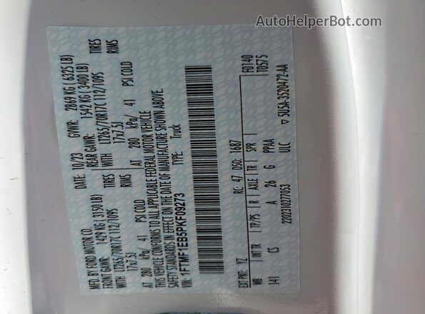1FTMF1EB5PKF09273 2023 FORD F150 White Вид підкапотного простору