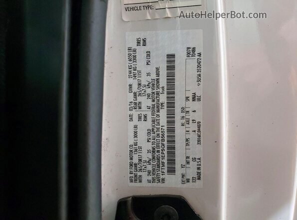 1FTMF1EP5GFB56571 2016 FORD F150 Белый Вид наклейки с VIN-кодом