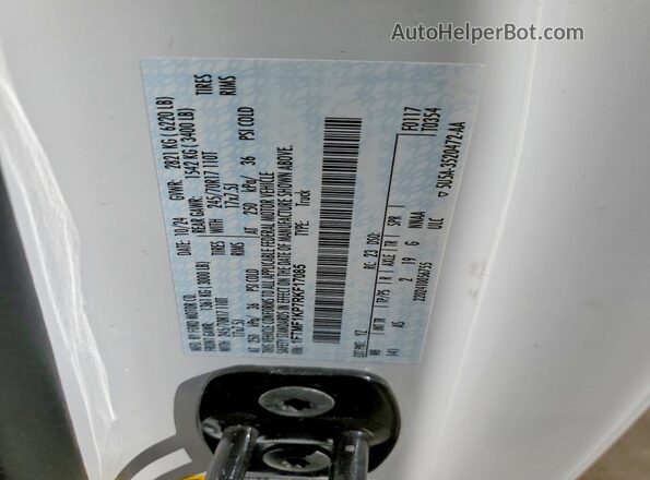 1FTMF1KP7RKF17085 2024 FORD F150 White Widok naklejki z numerem VIN