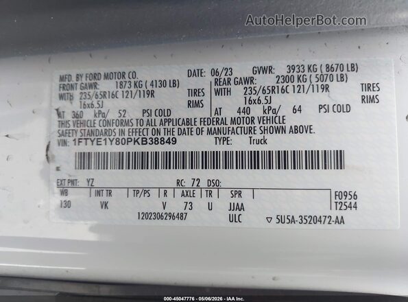 1FTYE1Y80PKB38849 2023 FORD TRANSIT-150 Белый Вид подкапотного пространства