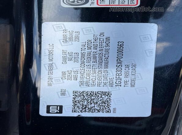 1G1FB3DSXP0100563 2023 CHEVROLET CAMARO Black Widok tylnych siedzeń