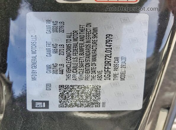 1G1FF1R72L0147979 2020 CHEVROLET CAMARO Черный Вид подкапотного пространства