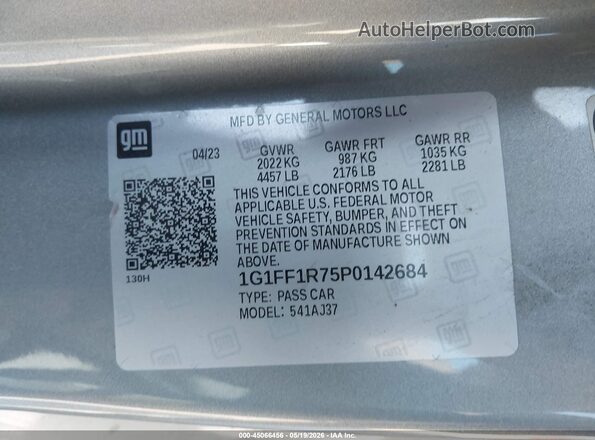 1G1FF1R75P0142684 2023 CHEVROLET CAMARO Серебряный Вид подкапотного пространства