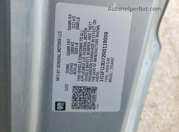 1G1FG3D72R0119009 2024 CHEVROLET CAMARO Серебряный Вид подкапотного пространства