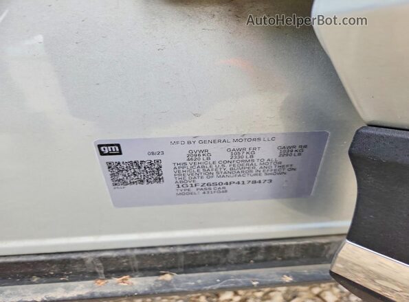 1G1FZ6S04P4178473 2023 CHEVROLET BOLT Серебряный Вид наклейки с VIN-кодом