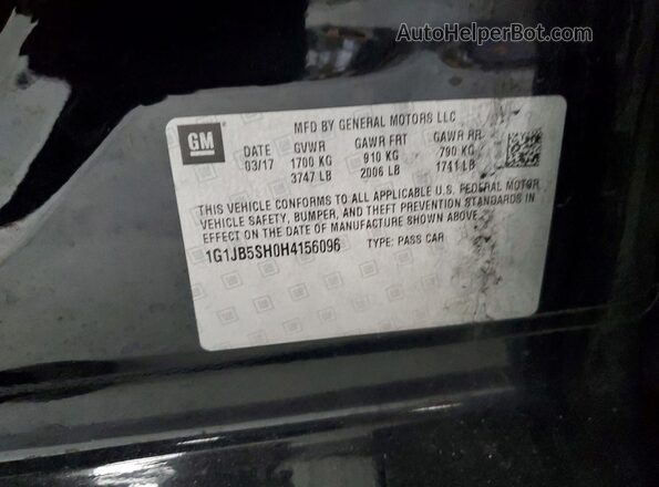 1G1JB5SH0H4156096 2017 CHEVROLET SONIC Черный Вид подкапотного пространства