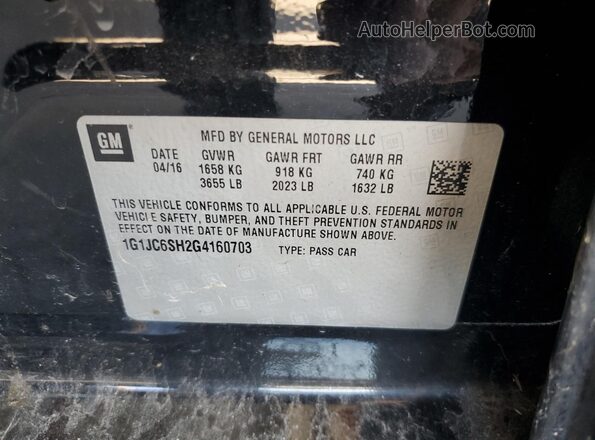 1G1JC6SH2G4160703 2016 CHEVROLET SONIC Черный Вид подкапотного пространства