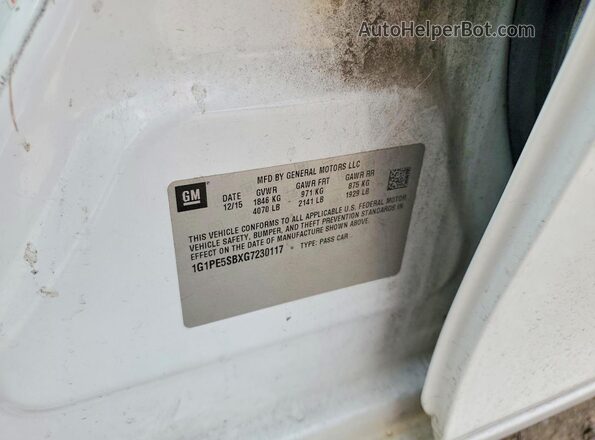 1G1PE5SBXG7230117 2016 CHEVROLET CRUZE White Շարժիչի բաժամունքի տեսք