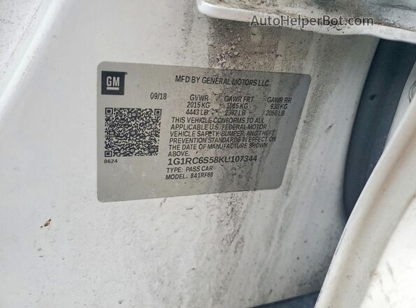 1G1RC6S58KU107344 2019 CHEVROLET VOLT White Widok komory silnika