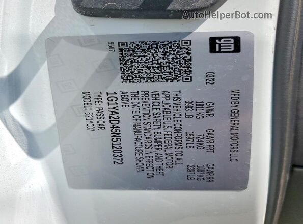 1G1YA2D45N5120372 2022 CHEVROLET CORVETTE White Vista del compartimento del motor