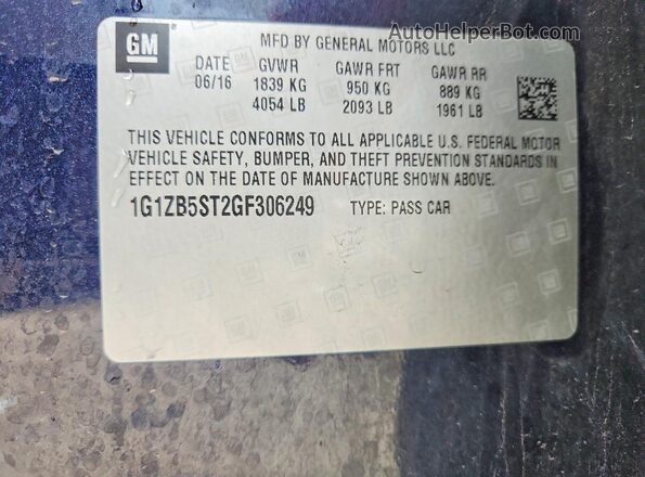1G1ZB5ST2GF306249 2016 CHEVROLET MALIBU Blue Շարժիչի բաժամունքի տեսք