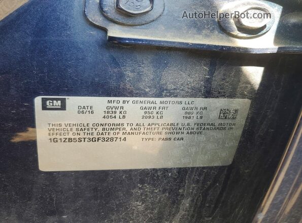 1G1ZB5ST3GF328714 2016 CHEVROLET MALIBU Синий Вид подкапотного пространства