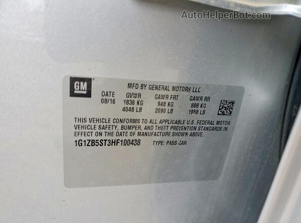 1G1ZB5ST3HF100438 2017 CHEVROLET MALIBU Silver Engine compartment view
