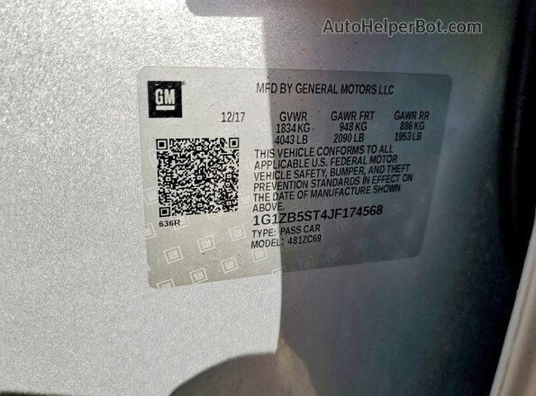 1G1ZB5ST4JF174568 2018 CHEVROLET MALIBU Серебряный Вид подкапотного пространства
