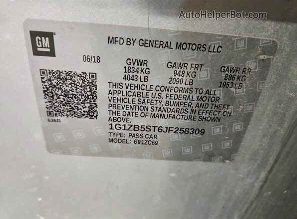1G1ZB5ST6JF258309 2018 CHEVROLET MALIBU Silver Շարժիչի բաժամունքի տեսք