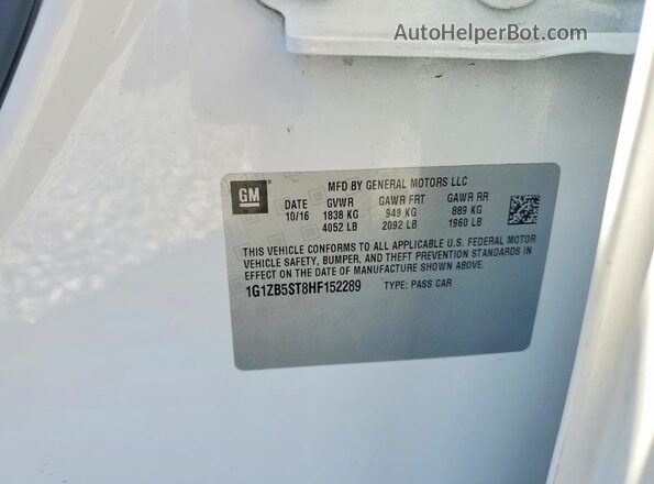 1G1ZB5ST8HF152289 2017 CHEVROLET MALIBU White Engine compartment view