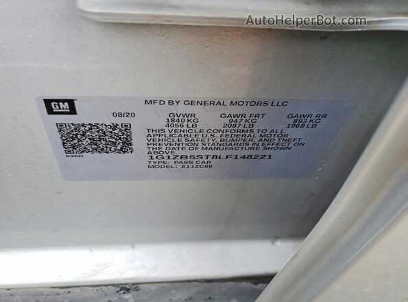1G1ZB5ST8LF148221 2020 CHEVROLET MALIBU Серебряный Вид подкапотного пространства