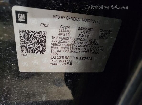 1G1ZB5ST9JF120473 2018 CHEVROLET MALIBU Черный Вид подкапотного пространства